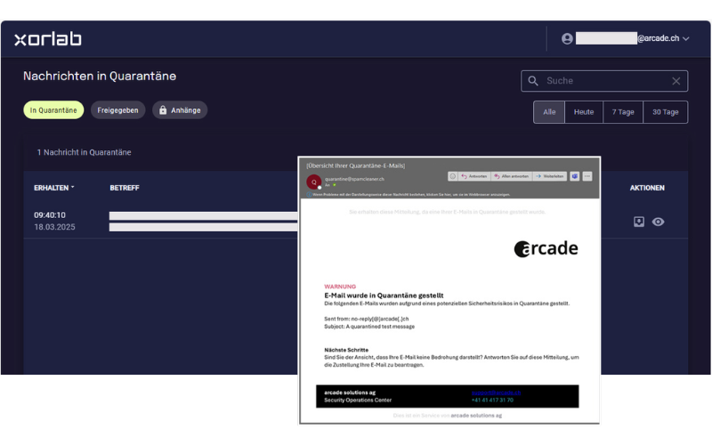 arcade SpamCleaner: Self-Service-Quarantäne von xorlab