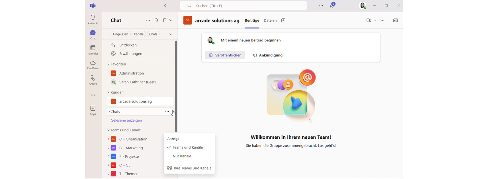 arcade Produkt-News: Microsoft Teams wird noch übersichtlicher - Chats und Teams werden vereint